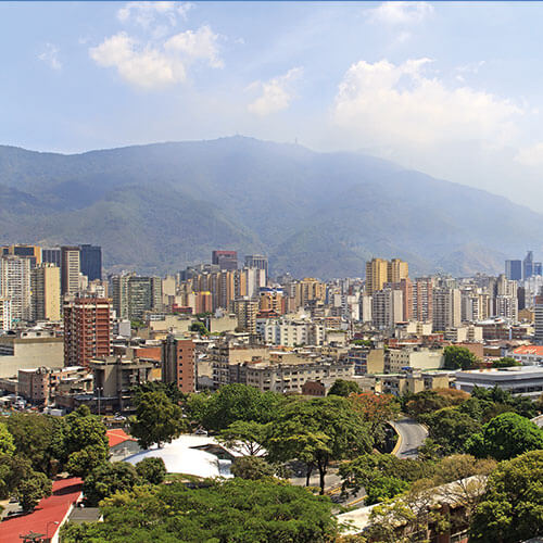 The skyline of Caracas, Venezuela, with the Ávila National Park and El Ávila mountain in the background