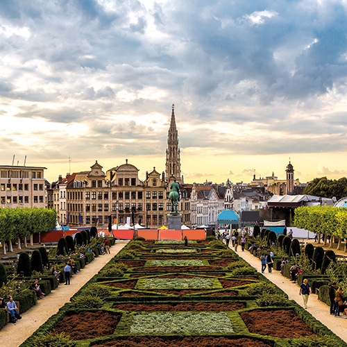 A panoramic view of the Brussels Royal Park in Belgium