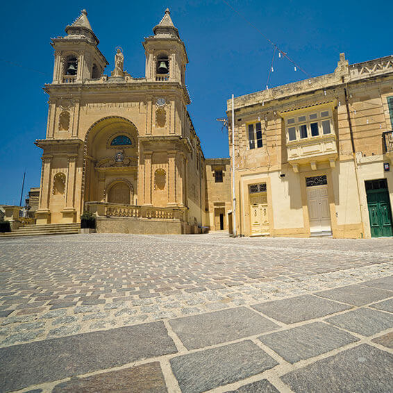 A view of the Santwarju tal-Madonna ta' Pompei church in Marsaxlokk, Malta