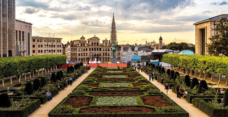 A panoramic view of the Brussels Royal Park in Belgium