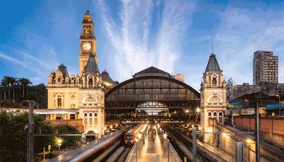Luz Station, a magnificent train station in São Paulo, Brazil with a clock tower