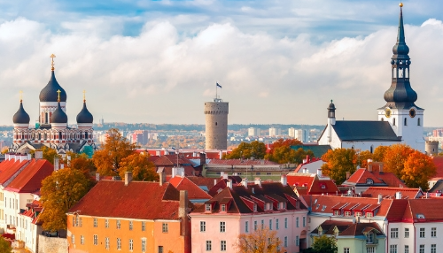 an aerial view of Estonia skyline