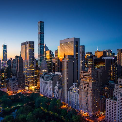 Aerial view of the New York City skyline at dusk use as header banner for Incorporation and Operational readiness 